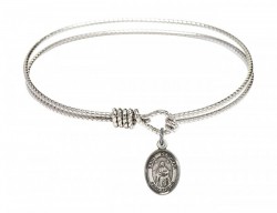 Cable Bangle Bracelet with a Saint Deborah Charm [BRC9286]