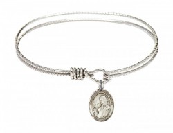 Cable Bangle Bracelet with a Saint Finnian of Clonard Charm [BRC9308]