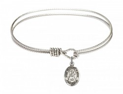 Cable Bangle Bracelet with a Saint Frances of Rome Charm [BRC9365]