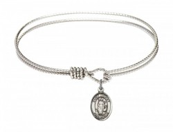 Cable Bangle Bracelet with a Saint Hubert of Liege Charm [BRC9045]