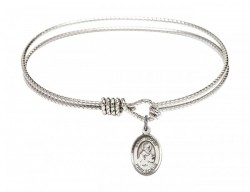 Cable Bangle Bracelet with a Saint Isidore of Seville Charm [BRC9049]