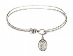 Cable Bangle Bracelet with a Saint Jane of Valois Charm [BRC9029]