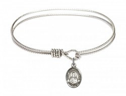 Cable Bangle Bracelet with a Saint John Chrysostom Charm [BRC9357]