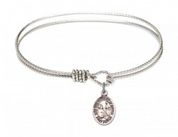 Cable Bangle Bracelet with a Saint Mary Magdalene of Canossa Charm [BRC9429]