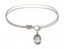 Cable Bangle Bracelet with a Saint Teresa of Avila Charm [BRC9102]