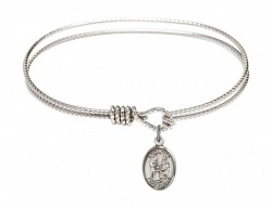 Cable Bangle Bracelet with a Saint Zita Charm [BRC9244]