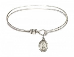 Cable Bangle Bracelet with a Virgin of the Globe Charm [BRC9345]