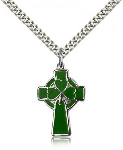 Green Enamel Celtic Cross Pendant [BM0090]