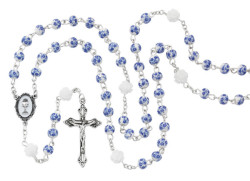 Ceramic Blue and White Girls First Communion Rosary [MVR0628]