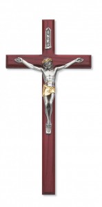 Cherry Wall Crucifix with Two-Tone Corpus, 10 Inch [CRXMV005]
