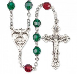 Christmas Rosary Sterling Silver Glass Beads [HMRB018]