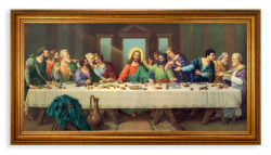 Church Size Last Supper 44x22 Antiqued Frame w Textured Print [HFA4763]