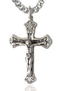 Classic Crucifix Pendant with Fleur de Lis Tips [BM0252]