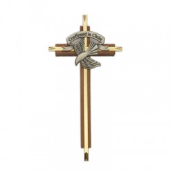Confirmation Cross Walnut &amp; Brass 7 inch [CR4040]