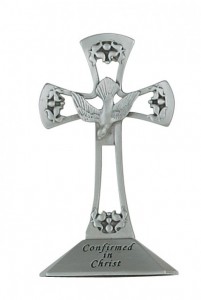 Confirmation Standing Pewter Cross, 4 inch [CRMV011]