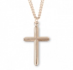 Men's Tiered Cross Pendant Gold Plated Sterling Silver [RECR1001]