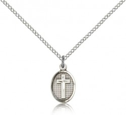 Oval Pendant with Cross Center Necklace [BM0143]