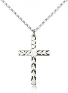 Women's Contemporary Etched Cross Necklace [BM0180]