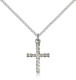 Women's Fluted Crossbar Cross Necklace [BM0228]