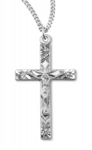Women's Flower Tip Crucifix Necklace [RECRX1011]