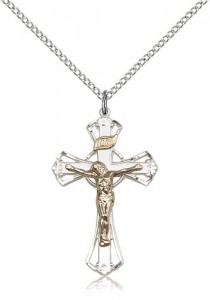 Women's Cut Out Crucifix Necklace Two-Tone [BM0300]