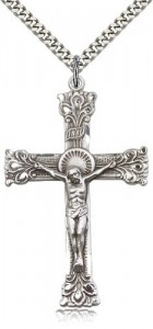 Block Tip Fleur de Lis Crucifix Medal [BM0260]