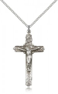 Woodgrain Sterling Silver Crucifix Medal [BM0271]