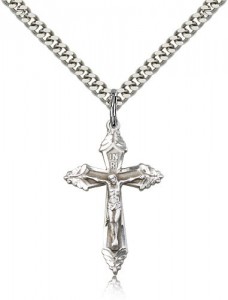 Men's Leafy Tip Crucifix Medal [BM0280]