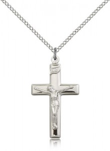 Women's High Polish Block Style Crucifix Necklace [BM0290]