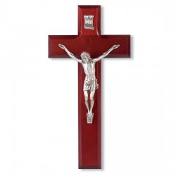Beveled Edge Dark Cherry Crucifix - 10 inch [CRX4173]
