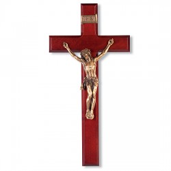 Dark Cherry Wall Crucifix with Traditional Corpus - 12 inch [CRX4238]
