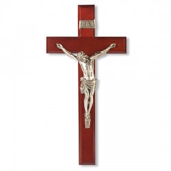 Dark Cherry Crucifix  with Silver-tone Corpus - 12 inch [CRX4248]