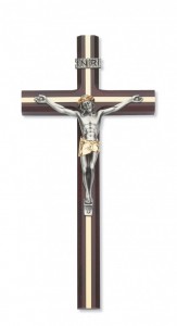 Goldstone Metal Inlay Wall Cross with Two-tone Corpus - 10 Inches [CRX3823]