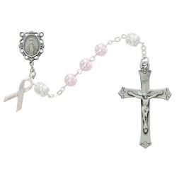 Deluxe Pink Pearl Cancer Awareness Rosary [RB3219]