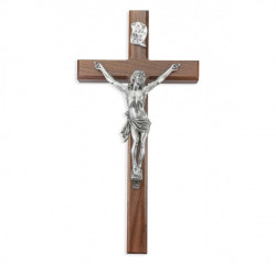 Deluxe Walnut Wood Wall Crucifix [HCX97P]