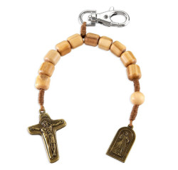 Divine Mercy Auto Backpack Olive Wood Rosary  [HRK001]