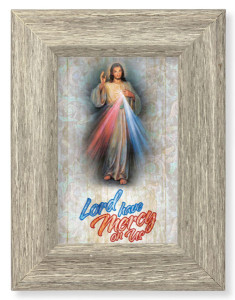 Divine Mercy House Blessing 8x6 Gray Oak Frame [HFA4634]