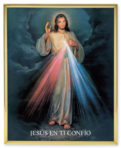 Divine Mercy - Spanish Gold Trim Plaque - 2 Sizes [HFA0198]