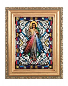 Divine Mercy in Gold Frame Stained Glass Effect [HFA4600]