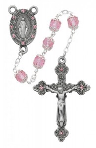 Double Capped Pink Miraculous Rosary [MVRB1223]