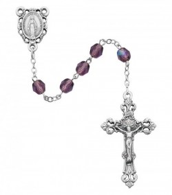 February Birthstone Rosary (Amethyst) - Sterling Silver [MVR002]