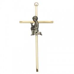 First Communion Boy's Brass Cross - 7 inch [SNCR1009]