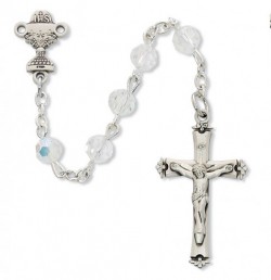 First Communion Rosary with Crystal Aurora Borealis Beads [MVC008]