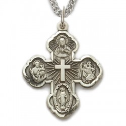 Five Way Cross Pendant 1 inch with Chain [SM0090]
