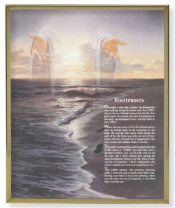 Footprints Poem with Jesus Plaques Gold Frame 8x10 Plaque [HFA4871]
