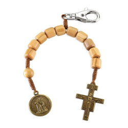 Franciscan and San Damiano Auto Backpack Olive Wood Rosary [HRK004]