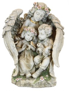 Garden Angel with Children Statue - 15.75“ [GAR4001]
