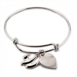 Girl's Holy Spirit Bangle Bracelet Engravable Heart Charm [MVBR1019]