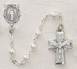 Girl's Irish First Communion with Miraculous Rosary in Sterling Silver [MVC0031]