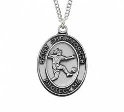 Girls Oval Soccer Necklace Pewter Medal [MV2058]